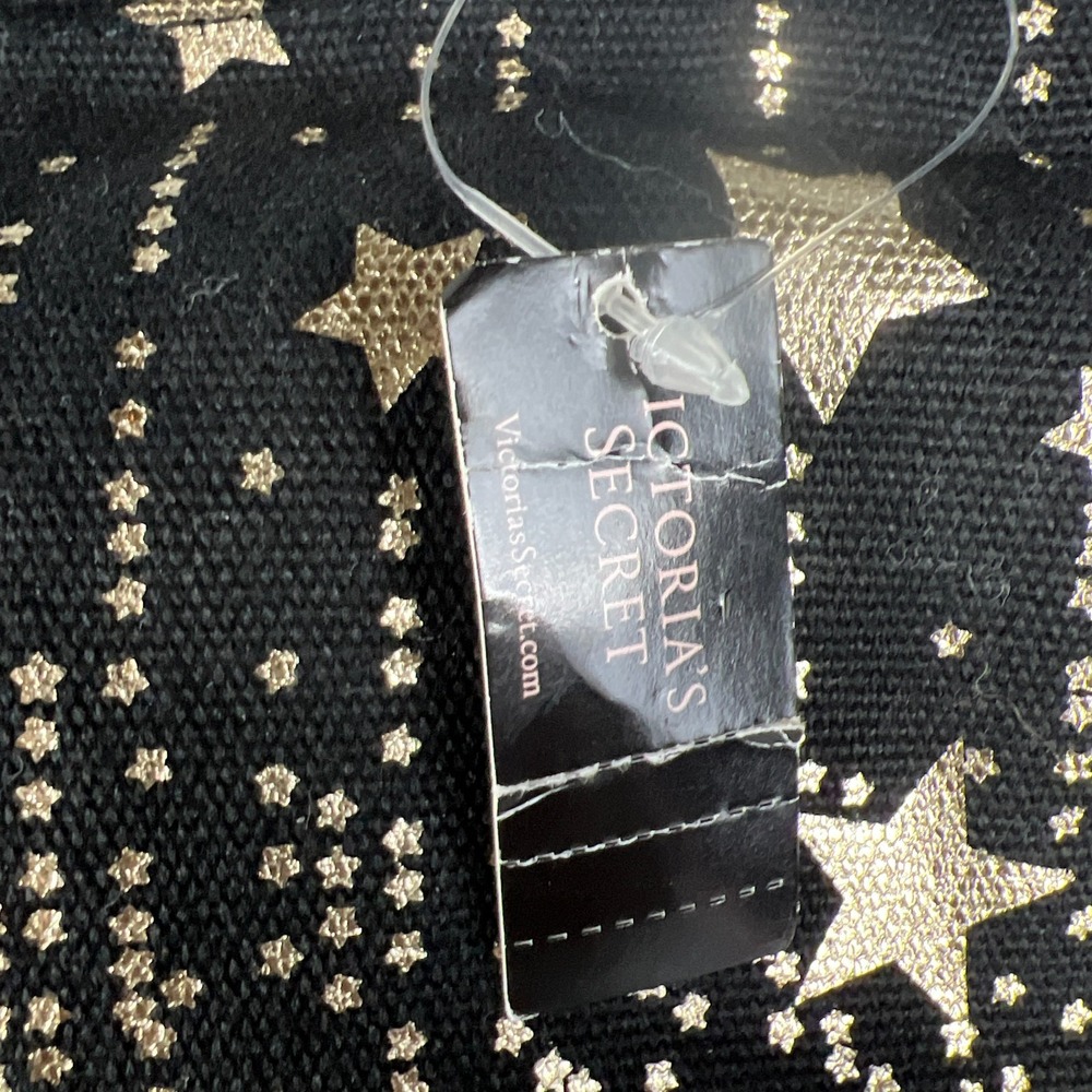 Victoria's Secret NYC 2018 Womens Handbag Black Gold Stars Signature Tote Bag